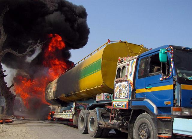 ISAF fuel tankers torched