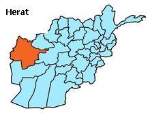 Herat in the map of Afghanistan