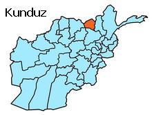 Kunduz province in the map of Afghanistan