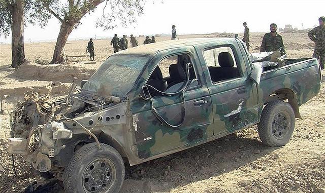 Afghan military damaged vehicle