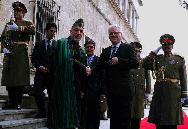 President Hamid Karzai and Croatian President Ivo Josipovic