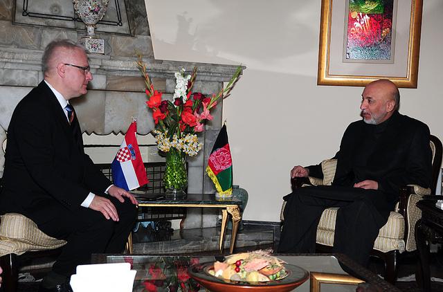 President Hamid Karzai and Croatian President Ivo Josipovic