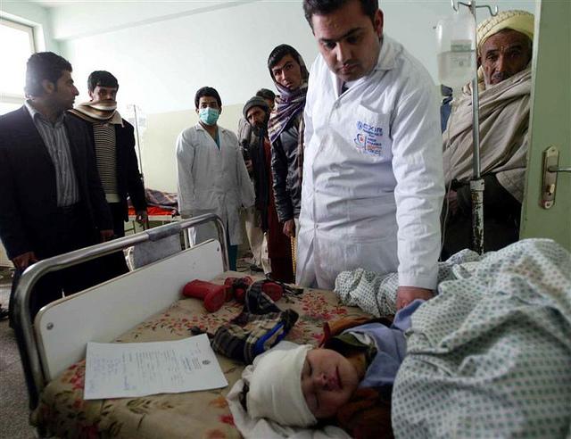 A child receives treatment at the Herat civil hospital