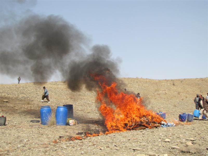 Alcohol, opium torched in Khost