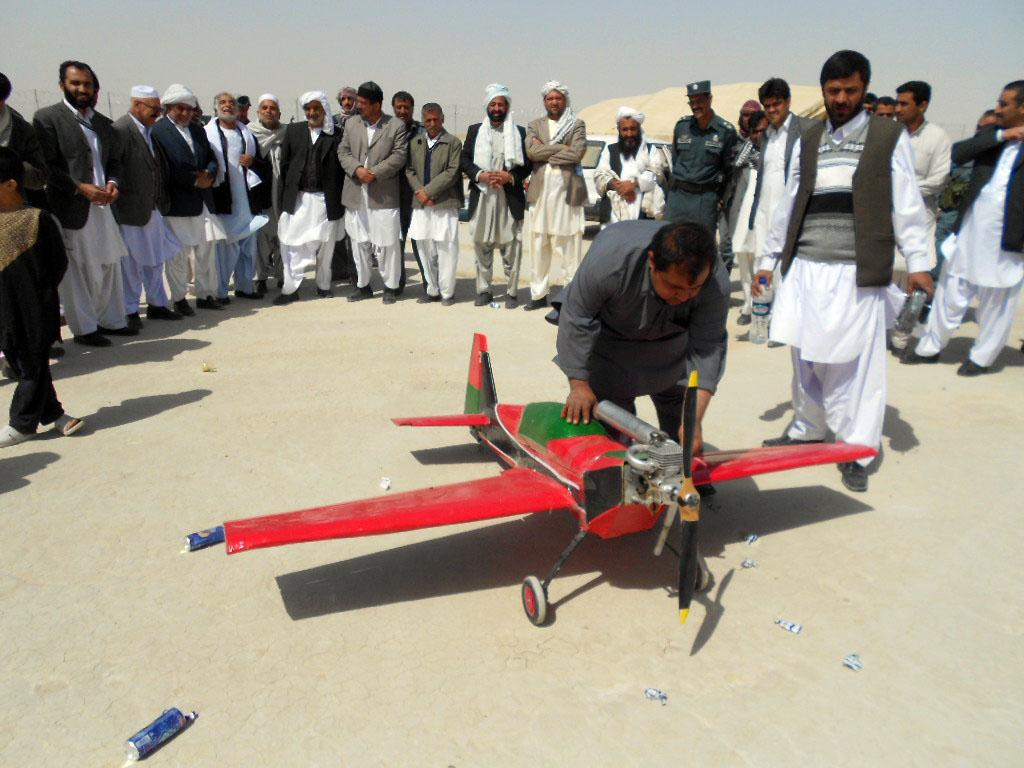 Afghan flies his planes at Nimroz airport