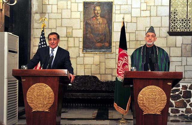 Hamid Karzai and Leon Panetta