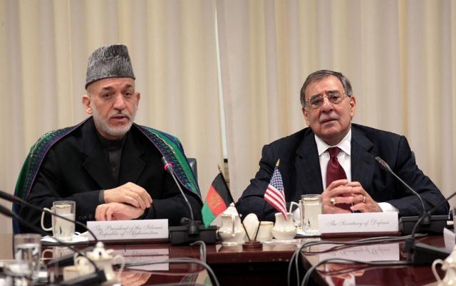 President Hamid Karzai with Leon Panetta