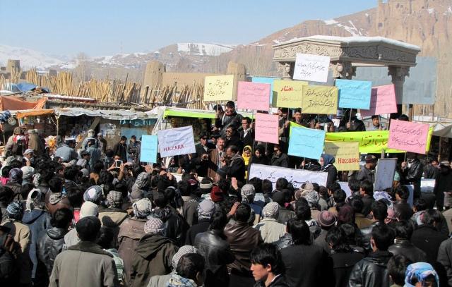 Bamyan residents stage a rally