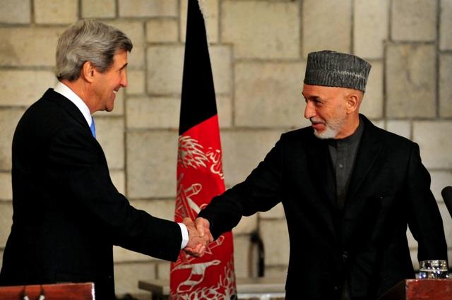 John Kerry and President Hamid Karzai