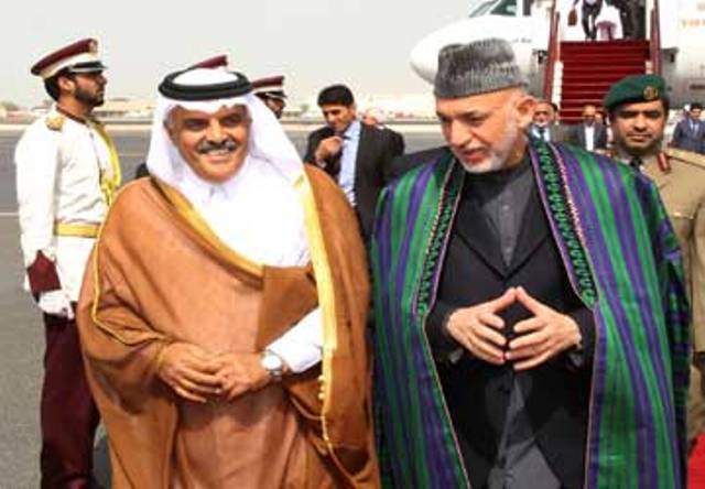 Karzai in Doha to push for peace with Taliban