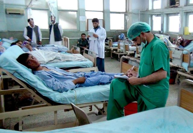 Wounded civilians receive treatment