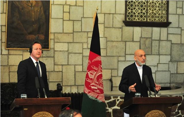 President Hamid Karzai and British Prime Minister David Cameron
