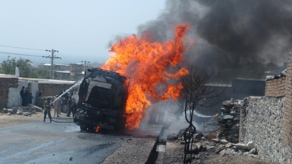 4 NATO supply trucks torched in Farah attack