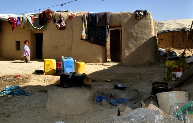 Mud-made home belongs to a displaced family