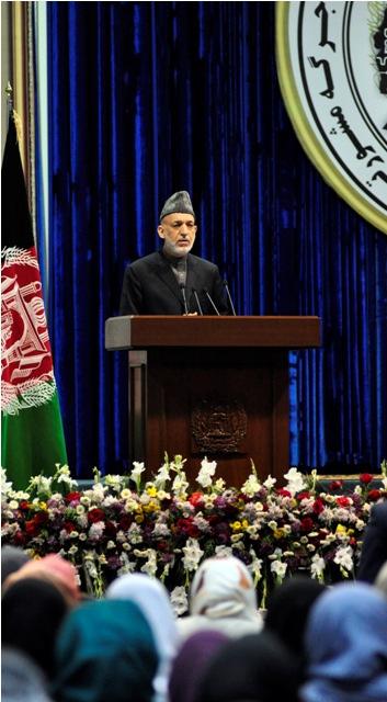 President Hamid Karzai addresses Loya Jirga's participants