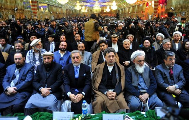 Dr. Abdullah Abdullah with his first vice and second vice presidents