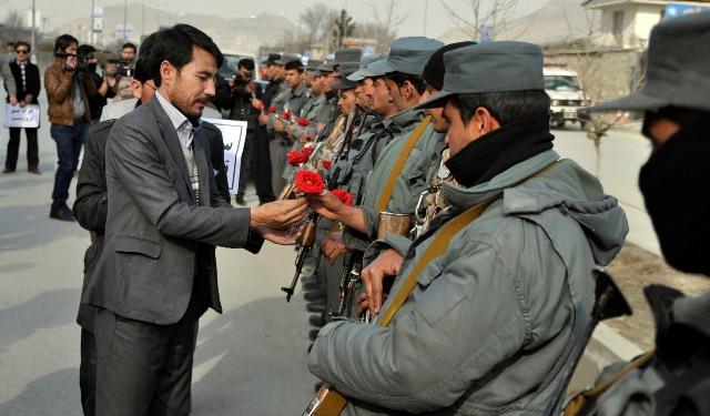 Civil society activists stage a rally in support of ANSF