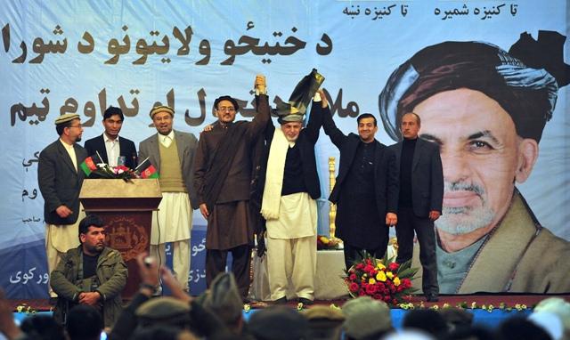 Ashraf Ghani Ahmadzai, presidential candidate with his supporters