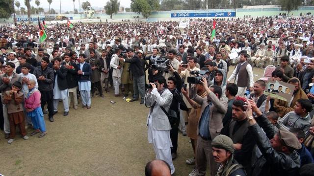 Supporters of Gul Agha Shirzai, presidential candidate