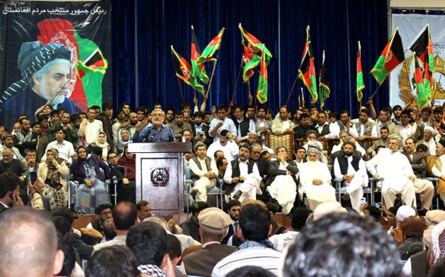Abdullah addresses a gathering
