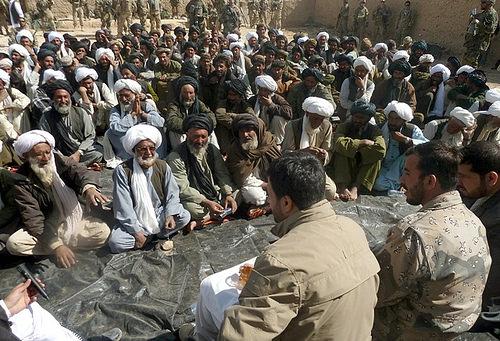 Residents of Ghorak district in a gathering with military officials