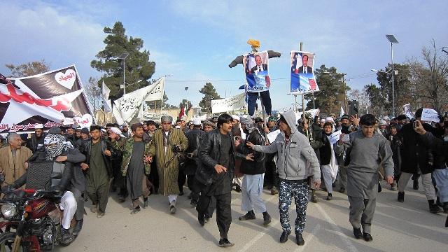 Angry protestors torch French flag in Jawzjan