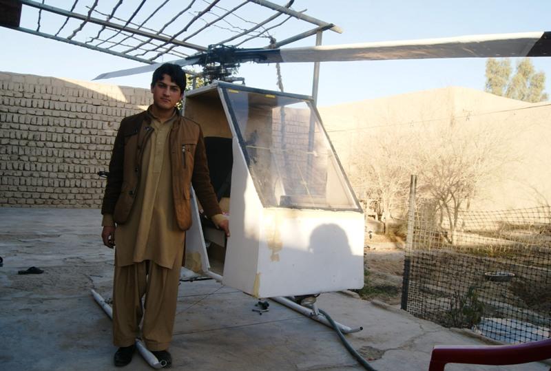 Helmand youth makes helicopter; receives threats