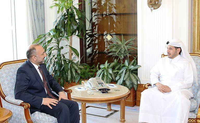 Atmar holds talks with Qatri prime minister