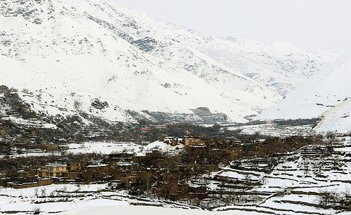 Village covered by snow in Panjsher
