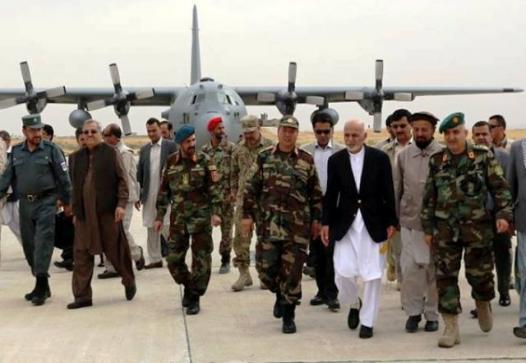 Accompanied by ministers, president flies to Kunduz