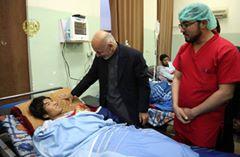Ghani visits injured protestors at hospital