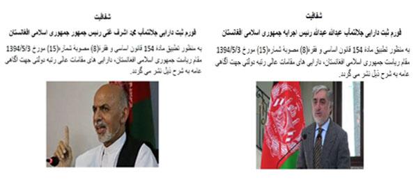 HOOAC registers assets of President Ghani, CEO Abdullah