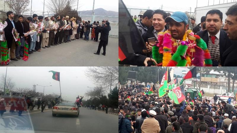 Thousands throng Kabul airport to welcome cricket team