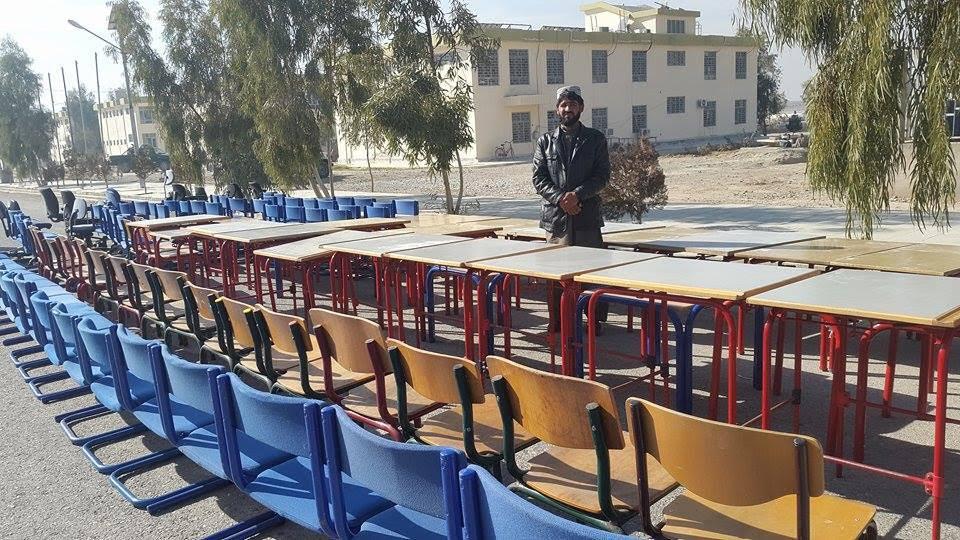 Kandahar hospital donated chairs, tables, beds