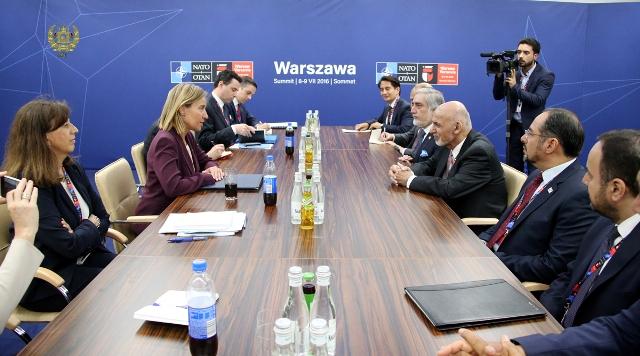 رئیس جمهور غنی با مسؤول روابط خارجی و نمایندۀ خاص اتحادیۀ اروپا دیدار کرد