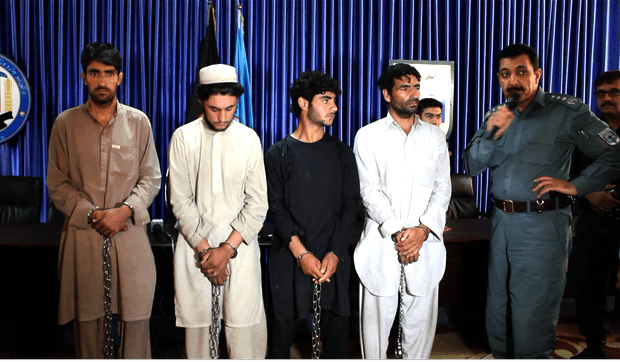 Kabul police parade 4 detained alleged bombers