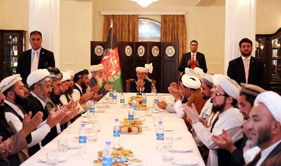 اشرف غنی با شورای علمای،افغانستان