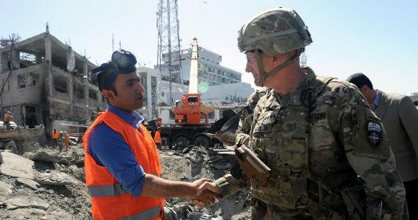 Nicholson visits blast site, renews support for Afghans