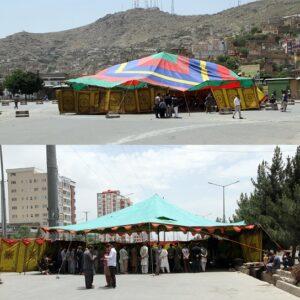 يو شمېر سياسي ګوندونو او عالمانو د تحصن خېمو د لرې کولو غوښتنه وکړه
