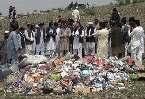 Tons of expired medicines, edibles torched in Khost