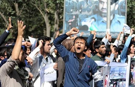 Kabul students rally against Muslim deaths in Burma