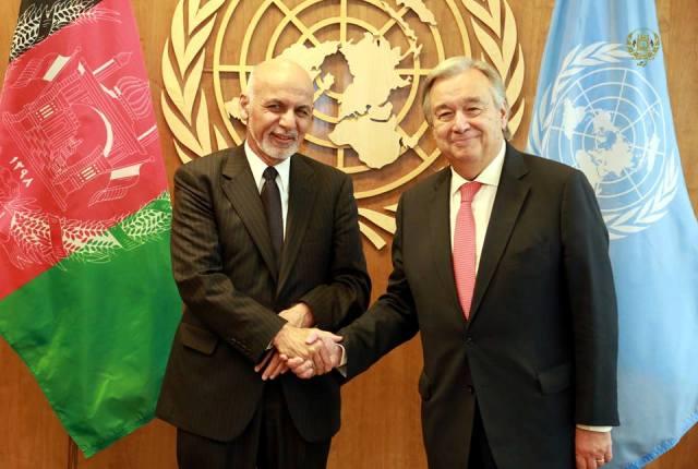 Ghani, UN chief talk Afghan peace, terror war