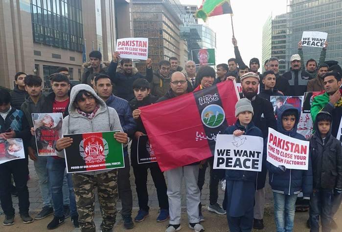 افغانانو د اروپا پارلمان مخې ته د پاکستان پر ضد لاريون وکړ