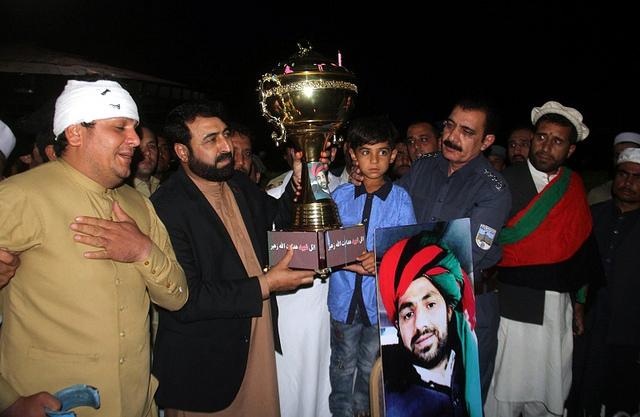 Cricket matches trophy granted to an orphan child, Nangarhar