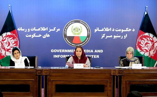 Women officials during a press conference