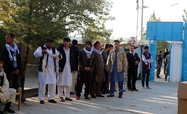 Parwan people wait in queue for voting process