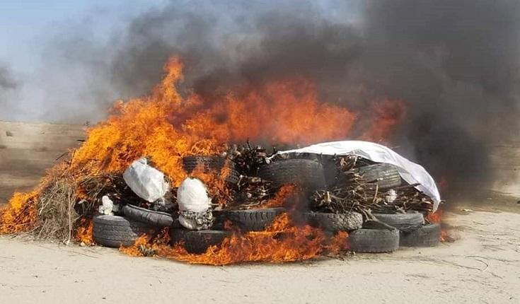 Above 3 tons of drugs, chemical torched in Nimroz
