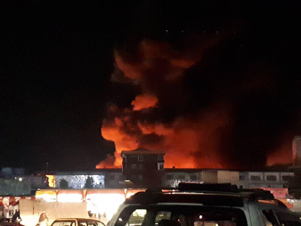 Hours on, Kabul market fire continues to burn