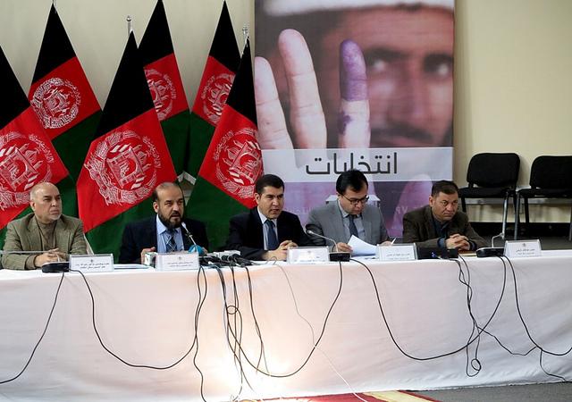 IEC officials during a press conference in Kabul