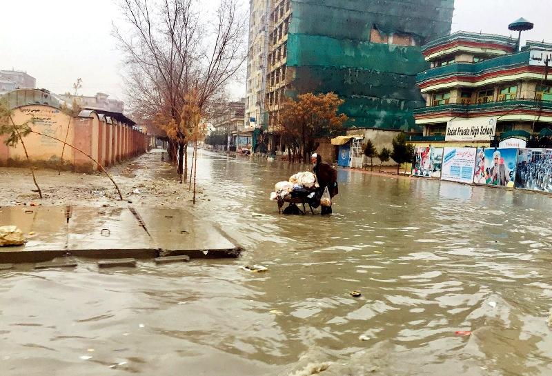 Incessant rain inundated roads in Kabul